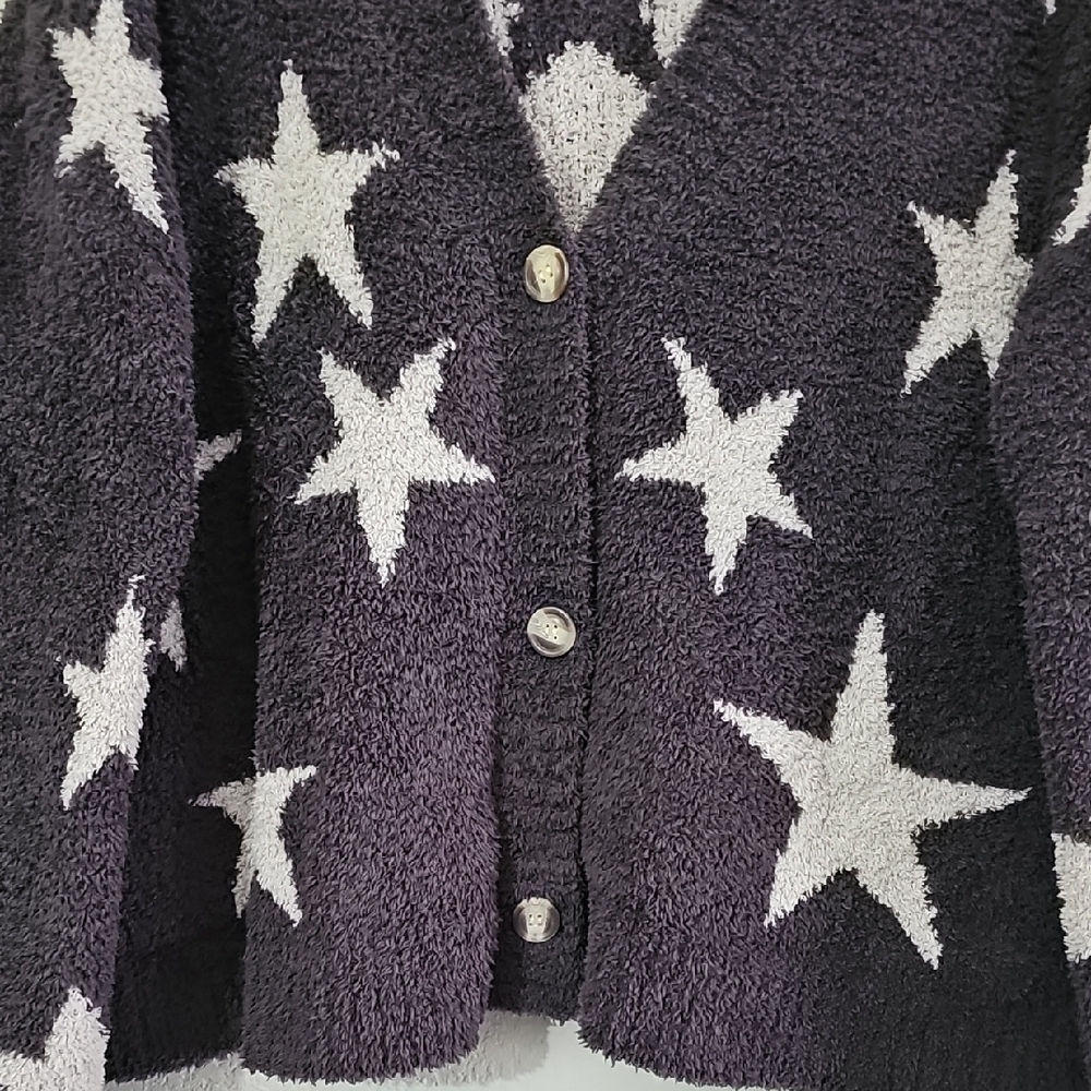 Dreamers By Debut Star Charcoal and White Cardigan Women Small/Medium Oversized - Picture 2 of 5